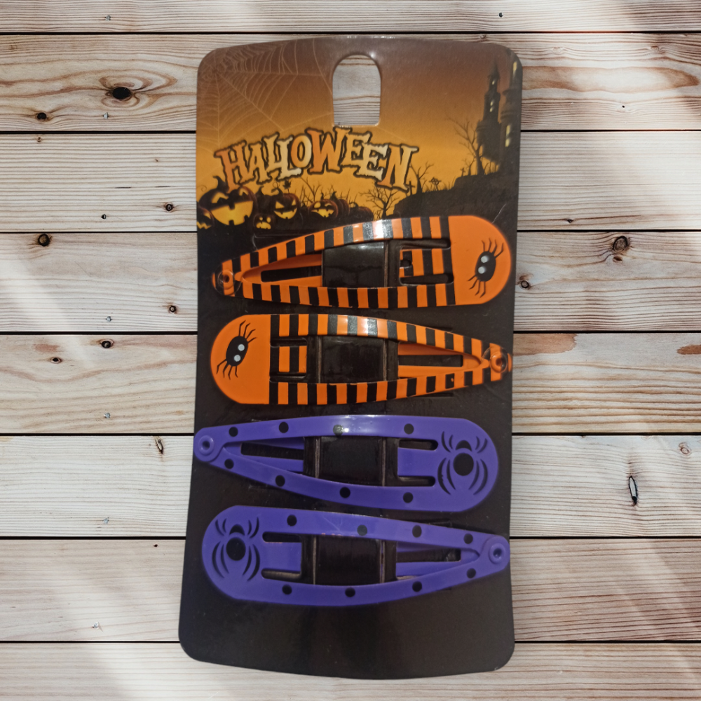 Набор 2 заколки с принтом фиолетовый и 2 заколки с принтом оранжевый для волос на Хэллоуин Киев - изображение 2
