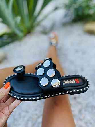 Seastar Стильні шльопанці жіночі зі штучної шкіри чорні на низькому ходу SEASTAR SK78 р. 36-41 Коломыя