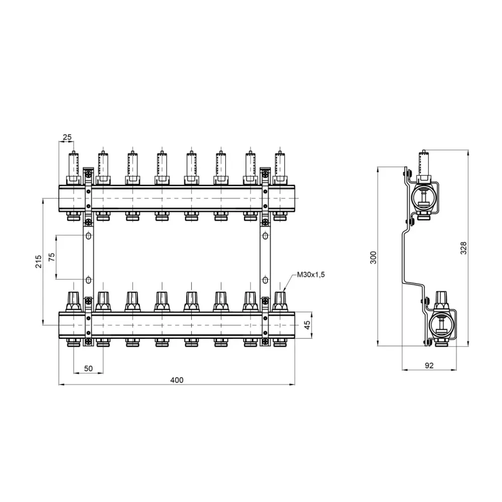 Колектор із витратами Thermo Alliance Forte 1" 8 виходів SF001W8 Київ - фото 12