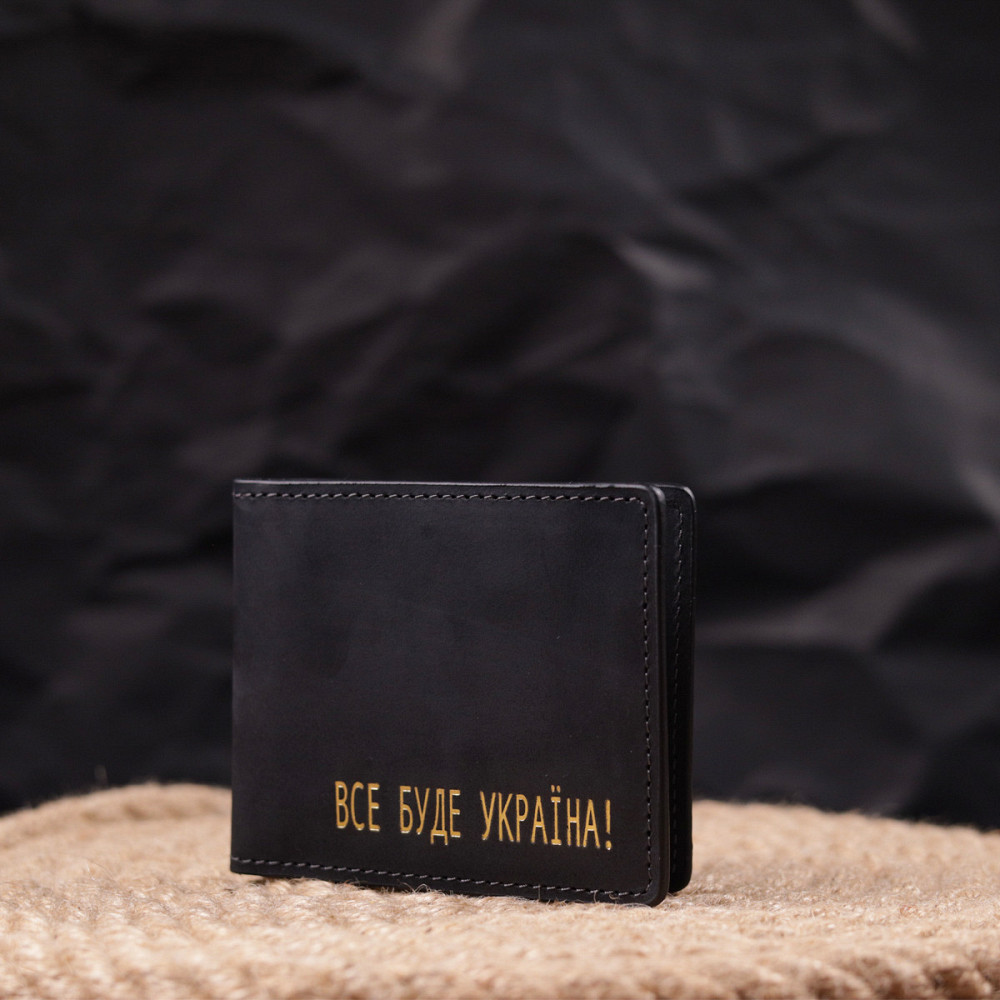 Добротная обложка из винтажной кожи для удостоверения участника боевых действий Черная (GRANDE PELLE) Киев - изображение 2