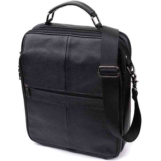 Чоловіча сумка з ручкою для перенесення в руці з натуральної шкіри Vintage 23026 Чорний Київ