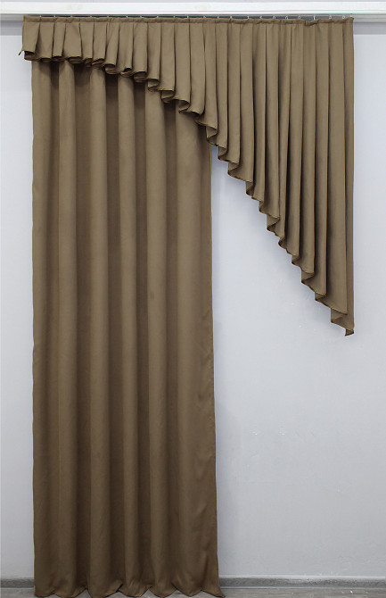 Шторка с ламбрекеном VR-Textil № 039к Темно-бежевый 160х270 см (52-0656) Киев - изображение 3