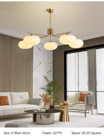 Люстра светодиодная потолочная 6007 (Золотистый) 5 плафонов Винница