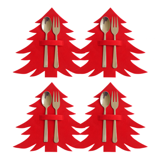 Украшения для новогоднего стола Елки 4 штуки 20 на 20 см красный Киев