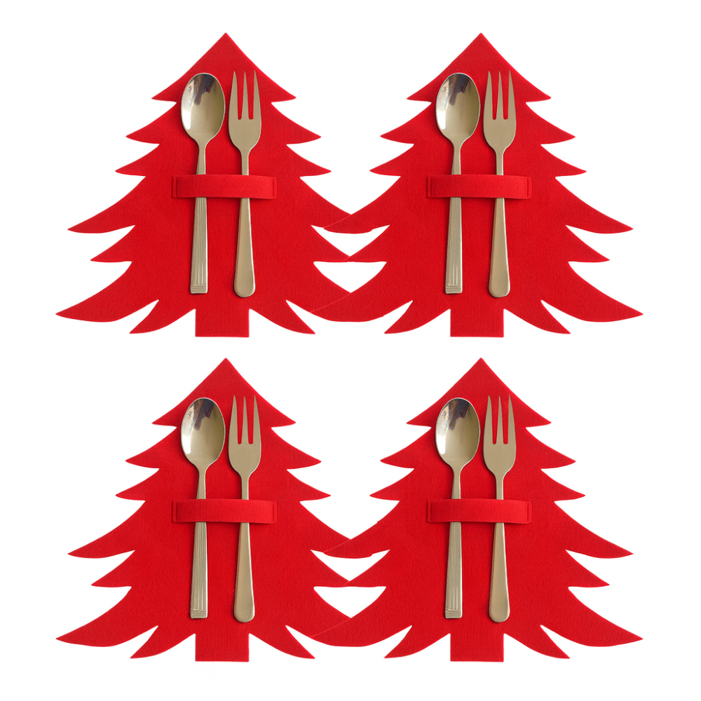 Прикраси для новорічного столу Ялинки 4 штуки 20 на 20 см червоний Київ - фото 3