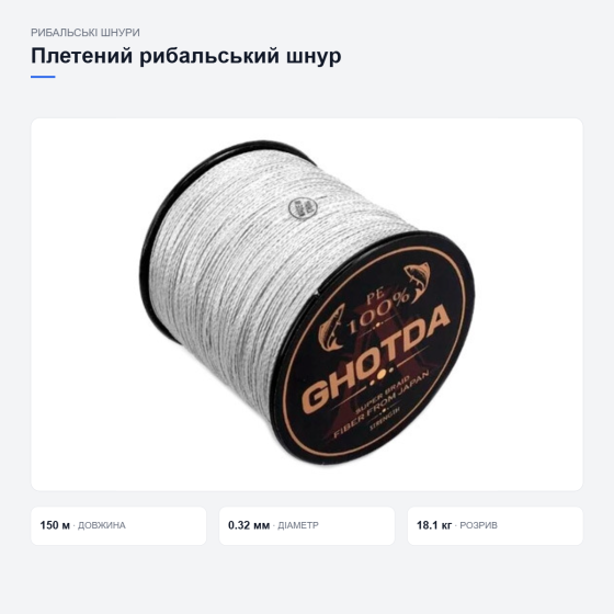 Плетений рибальський шнур GHOTDA Київ