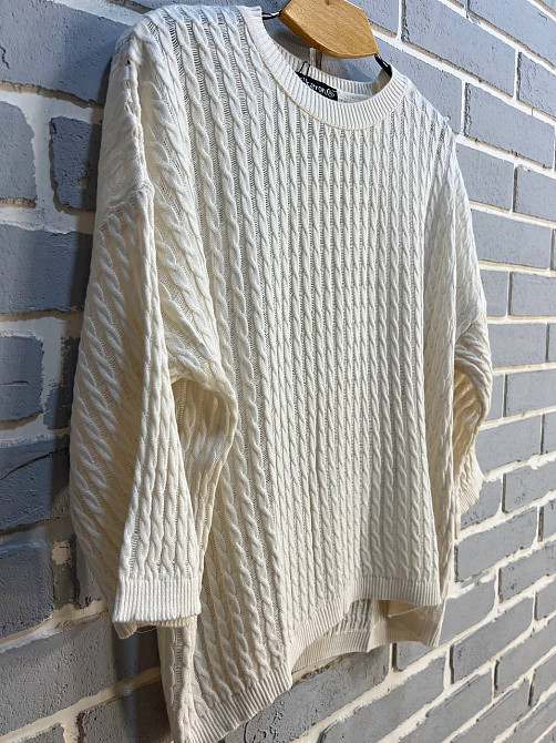 Джемпер женский KARON 10646 полупрозрачный реглан ажурная вязка косичка короткий рукав one size, молочний, one size Киев - изображение 16