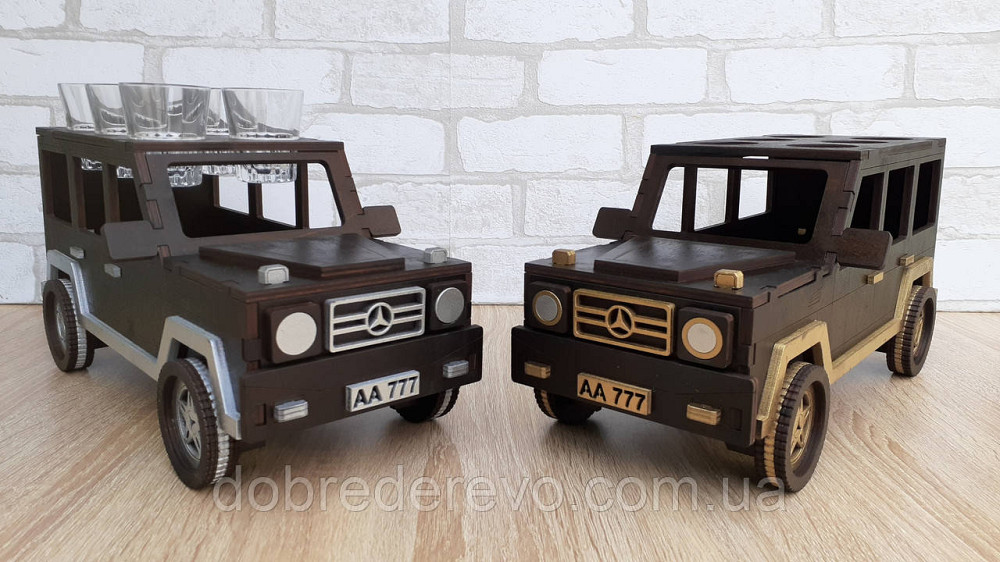 Мини бар Кубик Гелик Джип подстаканник из дерева подарок сувенир, Мини бар Мерседес 