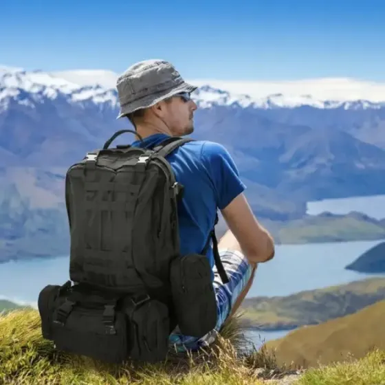 черный Рюкзак тактический с итогами Eagle B08 55 литр / Военный, штурмовой / Армейский Коломия