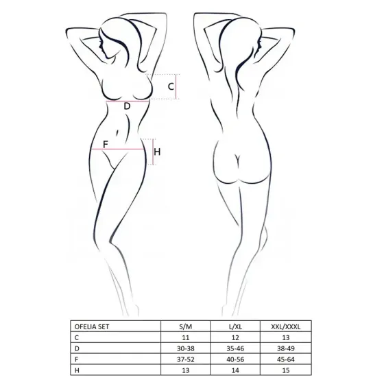 Комплект білизни Passion OFELIA SET OpenBra S/M, white, стрінги, відкритий ліф, широкий пояс Львів