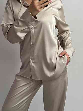 Жіночий шовковий костюм із штанами Бежевий XS-S Харків