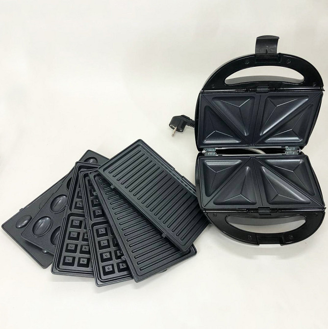 Електрична вафельниця настільна Domotec, Бутербродниця 4 в 1 для офісу, Притискний електро гриль ZL-10 Київ - фото 20