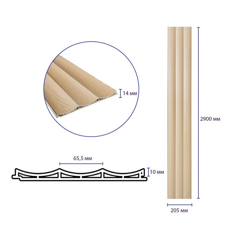 Рейка декоративная WPC стеновая 205х14х2900мм SW-00003016 Киев - изображение 3