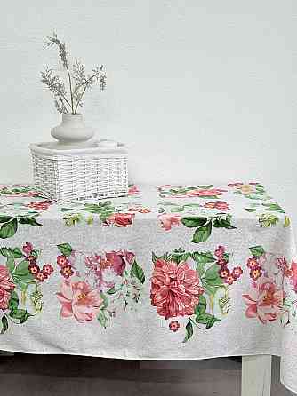 Ecotton Скатертина Ecotton 150х240 см бавовняна з рогожки рожева 29033/2 Літній букет Коломыя