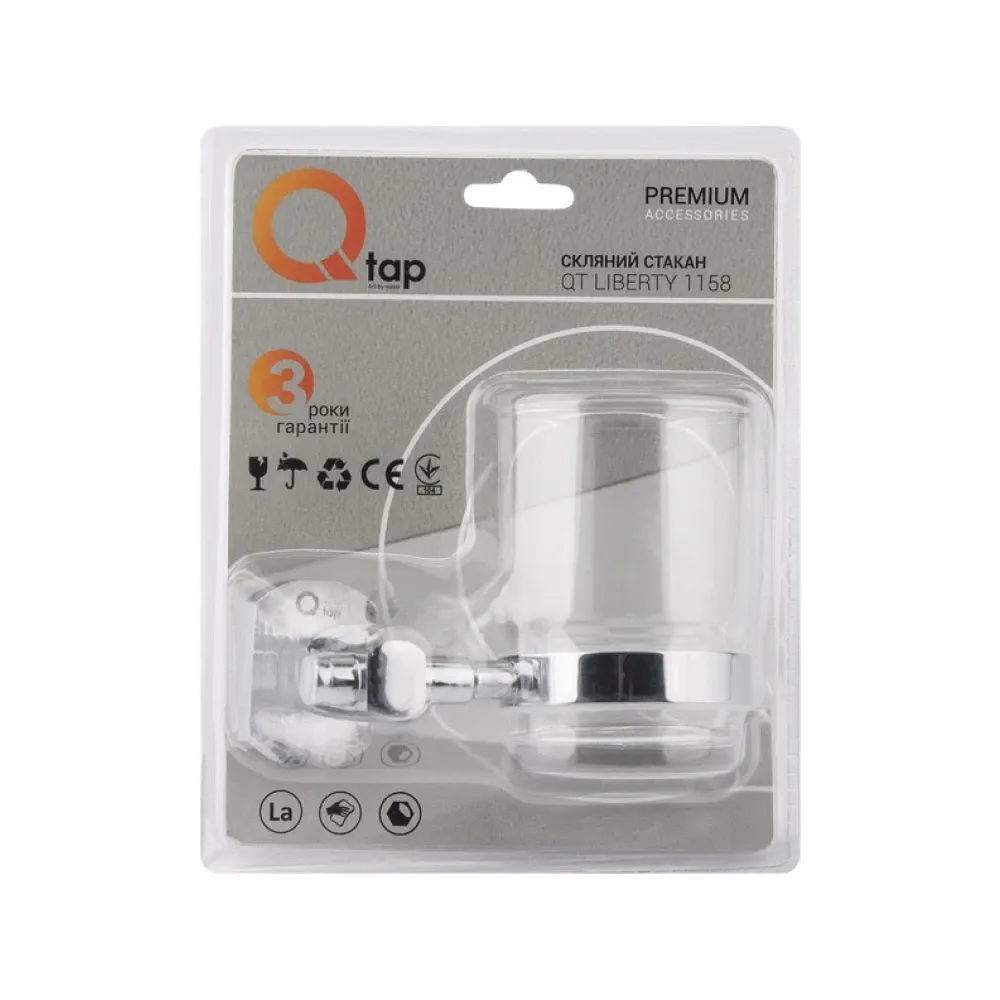 Склянка з тримачем Qtap Liberty настінний QTLIBCRM1158 Chrome Київ - фото 12