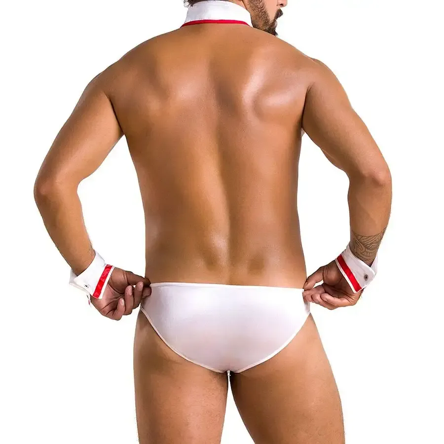 Комплект еротичної чоловічої білизни Passion 037 GREGORY L/XL White, труси, комірець, манжети Львів - фото 2