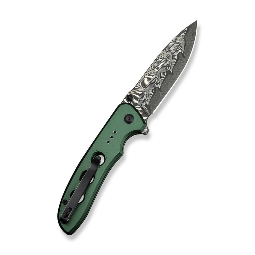 Нож складной туристический Civvi Hyperpulse, (8.9 см) Damascus / Aluminum темно-зеленый Киев - изображение 8