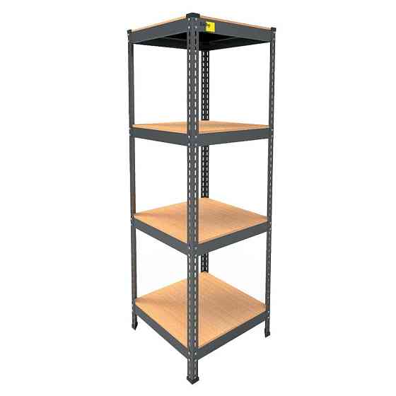 Металевий стелаж Emby Light Series (розмір 1500х450x450мм) 4 полиці ДСП до 100кг Чорний Київ