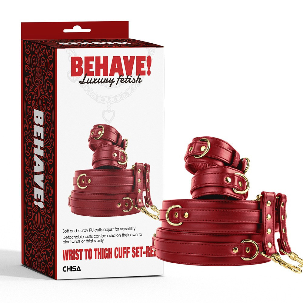 Комплект манжетов на запястья и бедра Chisa BEHAVE! Luxury Fetish красный Sex Aura Киев - изображение 1