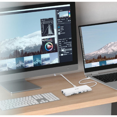 Концентратор D-Link USB-C 10-in-1 2xHDMI + 1xRJ45 1000Mbps + 2xUSB-C + USB 3.1 + USB 3.0 + SD + TF silver (DUP-A01) Винница - изображение 3