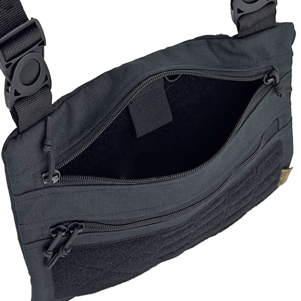 Тактична однолямкова сумка на плече , Чорна Poly-Cordura 900 D Київ - фото 4