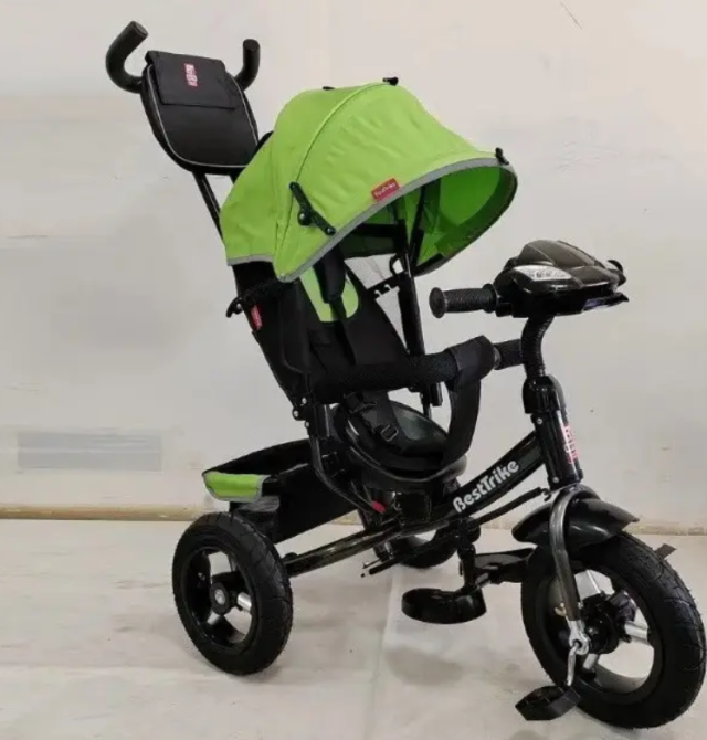 Велосипед триколісний Best Trike з батьківською ручкою надувні колеса Зелений (34-820) Чернігів - фото 4