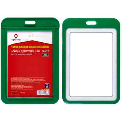Бейдж Optima премиальный вертикальный 66х97 мм двусторонний, зеленый, зеленый (O45683) Винница