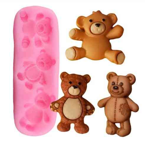 Молд силиконовый Мишки 80 на 27 мм розовый Киев