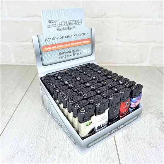 Зажигалка с фонарем турбо-пламя принт Машина уп/50шт Turbo1309-4 Харьков