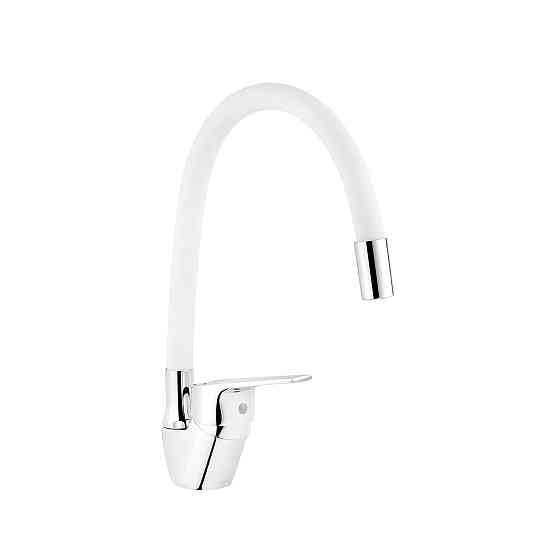 Змішувач для кухні  з гнучким виливом Kroner KRM Odra - C032WHI хром/білий Київ