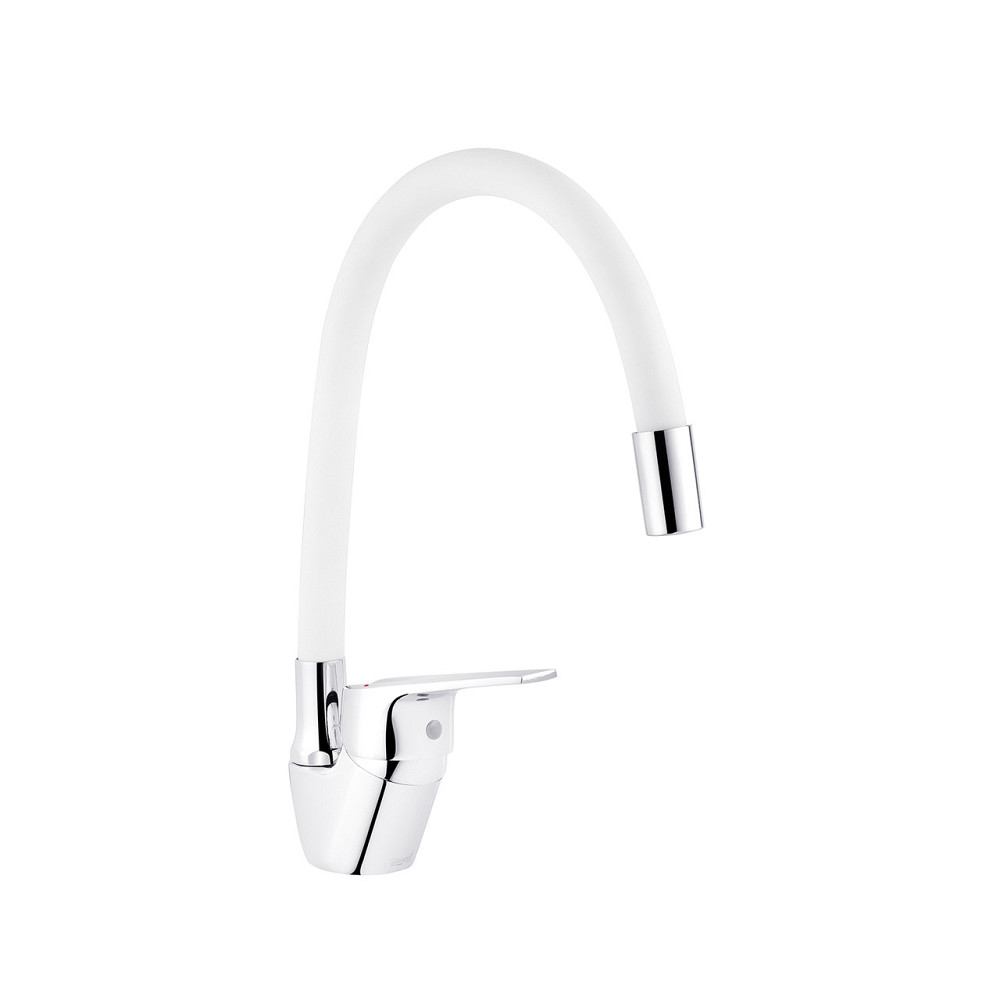 Змішувач для кухні  з гнучким виливом Kroner KRM Odra - C032WHI хром/білий Київ - фото 4