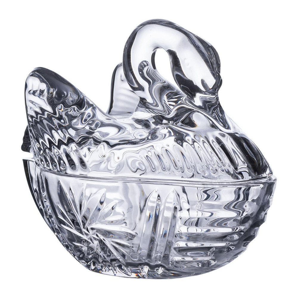 Цукерниця скляна з фігурною кришкою 14х9х11 см ваза цукерниця HP-YH-40 Коломия - фото 1