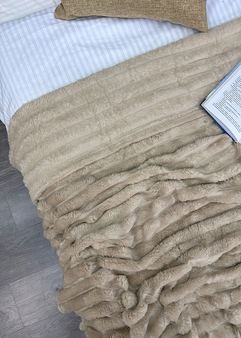 Плед-покривало смужка VIP Шарпей 200х230 см (+-10см) Бежевий (87-148) Київ - фото 2