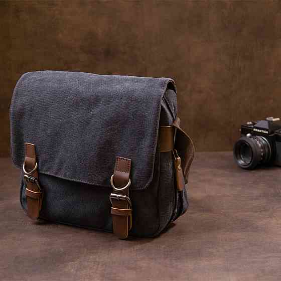 Сумка почтальонка текстильна Vintage 20604 Чорна Київ