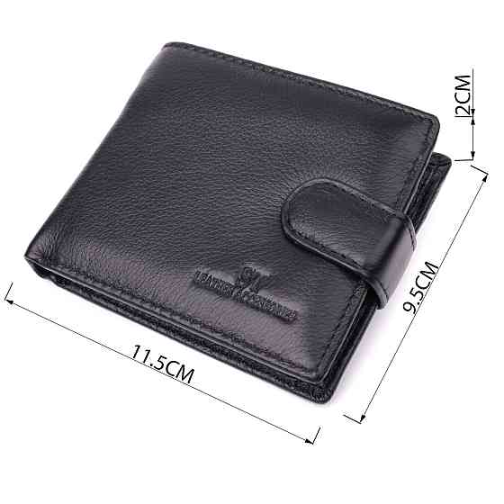 Гаманець для чоловіків зручного розміру з натуральної шкіри ST Leather 22463 Чорний Київ