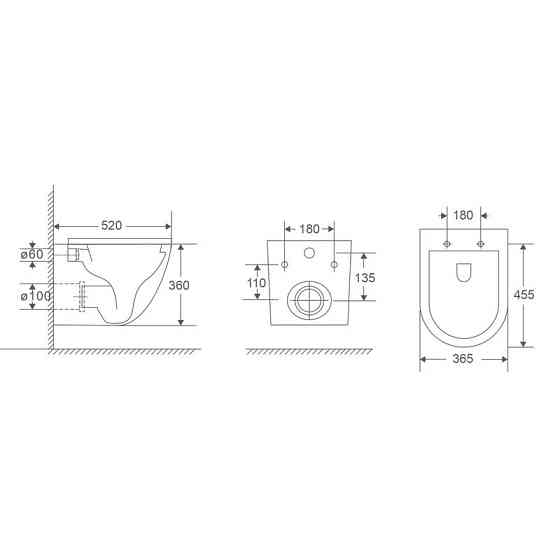 Унітаз підвісний Mixxus Premium ELLIPSE-0303-T3 BLACK 520х365х360mm,система змиву TORNADO 3.0  ( MP6591 ) 23447 Харків