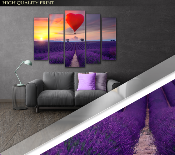 Модульна картина Лаванда Повітряна куля Art-273_5 ( 80х118см ) Київ