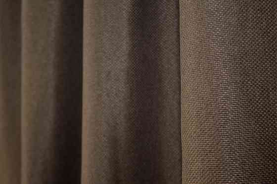 Комплект коротких штор VR-Textil Льон-блекаут № 277ш 130х170 см 2 шт Коричневий (35-0037) Київ