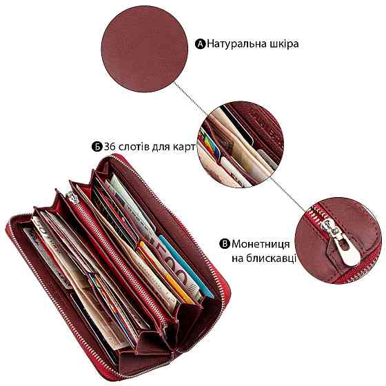 Універсальний жіночий клатч на блискавки ST Leather 18865 Червоний Київ