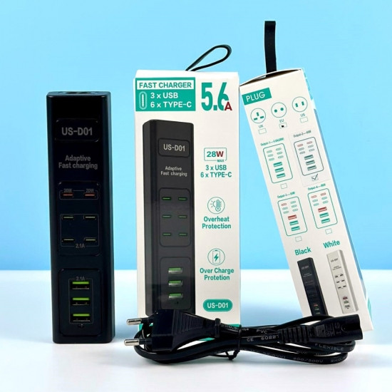 Хаб сетевой удлинитель 6 USB TYPE-C розеток и 3USB 85W Fast Charger 5.6A Винница - изображение 2