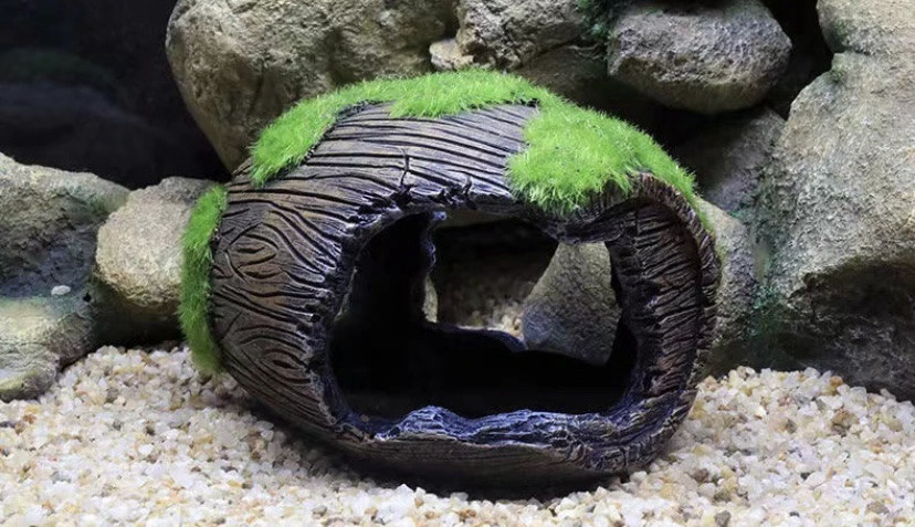 Декор для акваріума "Затонувший бочка з мохом" - розмір 12 на 10 см, смола, акваріумний декор коричневий Київ - фото 4