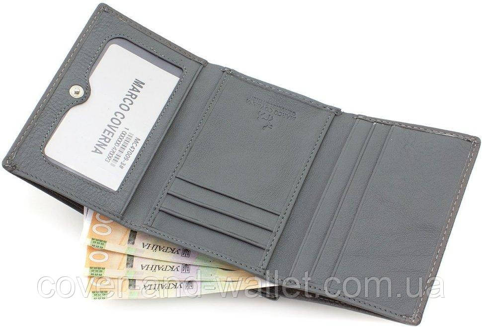 Маленький женский кожаный кошелек серого цвета с монетницей Marco Coverna Киев - изображение 6
