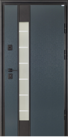 Двері вхідні  з терморозривом Бастіон МОНОЛІТ ПВХ Антрацит Лампрі 13 / ПВХ бетон 960х2050 мм Київ