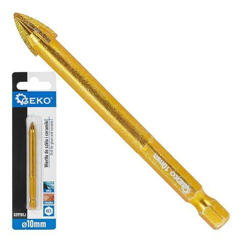 Свердло скла та кераміки "GeKo" з хвостовиком для шуруповерта Hex E6,3 (1/4") діаметром  3 мм, 4 леза з карбіду вольфраму [HM] 10 Стрий - фото 1