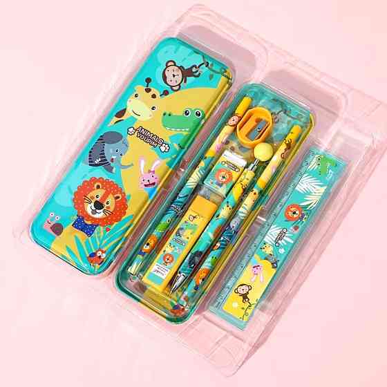 Пенал шкільний «Звірята» з канцелярським приладдям для школи в комплекті Кам'янець-Подільський