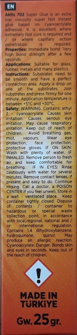 Супер клей цианакрилатний Akfix 702, 25 гр Павлоград - фото 2