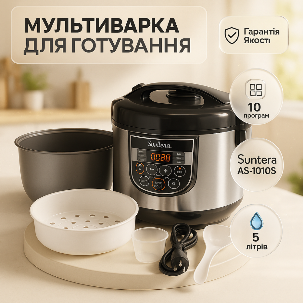 Мультиварка пять литров Suntera AS-1010S 900 Вт, Мультиварка для варки Хорошая бюджетная UD-41 Львов - изображение 11