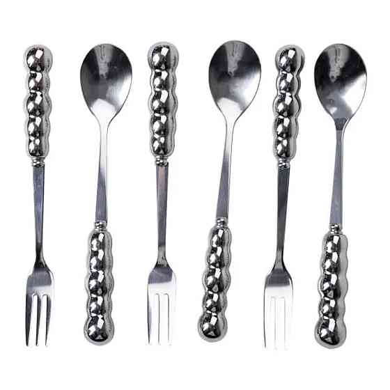 Yiwu Набір десертних виделок і ложок на 3 персони з підставкою з порцелянау 7 предметів Сірий H Киев