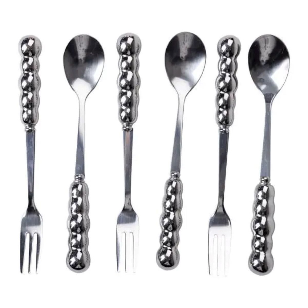 Yiwu Набір десертних виделок і ложок на 3 персони з підставкою з порцелянау 7 предметів Сірий H Киев - изображение 5