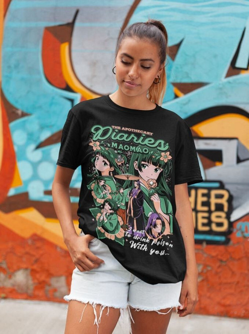 Футболка з аніме принтом Маомао Апотхекарй Діаріес Ессентіал оверсайз (S/M/L) Чорний AnimeJ0906 Дніпро - фото 5